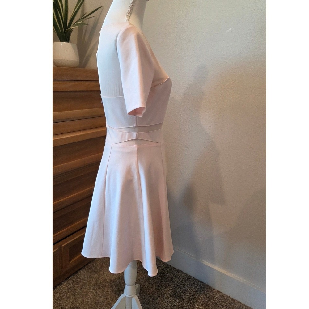 NWT Elizabeth and James Mesh Cutout Fit & Flare Dress Short Sleeve Pink Pastel 8 - Picture 8 of 10